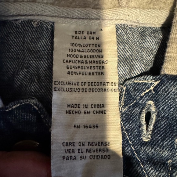 Vintage Firefighter Denim Jacket Toddler Size 24M Unisex Hooded Jean Coat - Picture 6 of 7